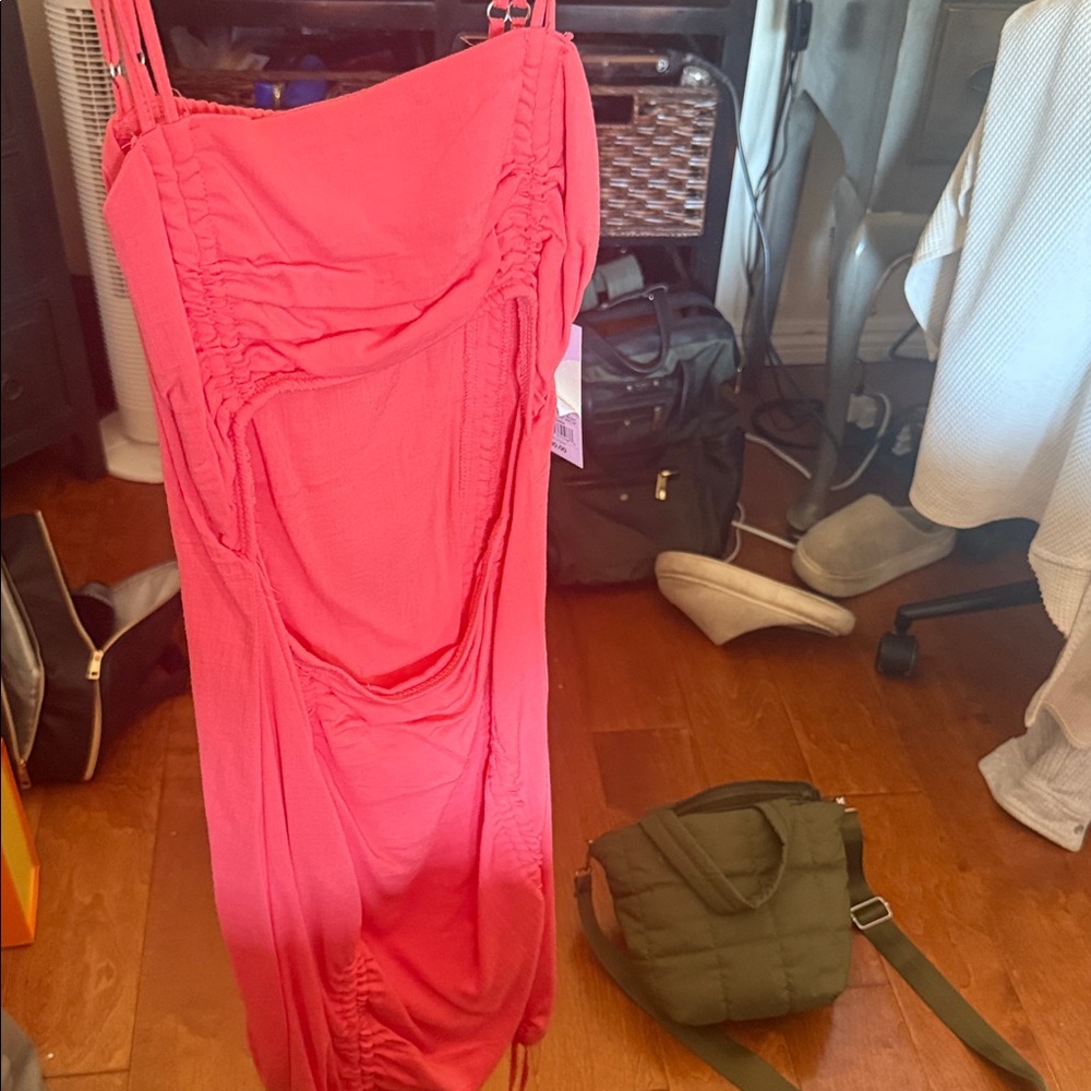 Zara Coral Ruched Dress